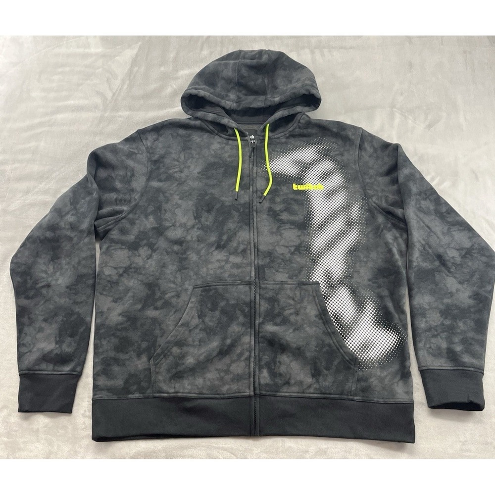 Twitch Sweatshirt Men 2XL Black Tie-Dye Fleece Full Zip Lined Hooded Outdoor